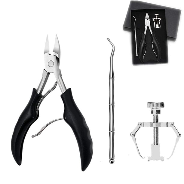 Dr.Pedi Juego de herramientas para uñas encarnadas con cortaúñas, corrector elevador, caja portátil, kit de tratamiento de pedicura para uñas gruesas, uñas de los pies, podólogo, herramienta para uñas