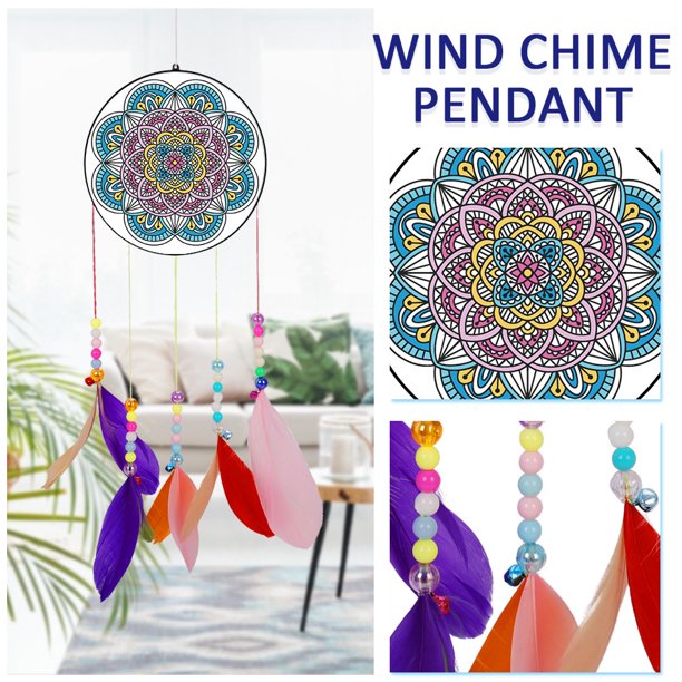 Bricolaje diamante pintura acrílico viento carillón colgante artesanía arte decoración (Mandala) Likrtyny Oficina Multiescena Multifunción