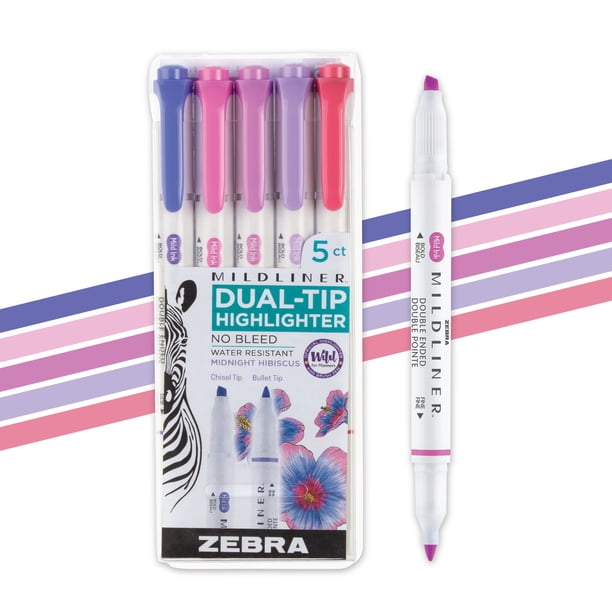 Set de iluminadores Zebra Pen Mildliner de doble punta, paquete de 5