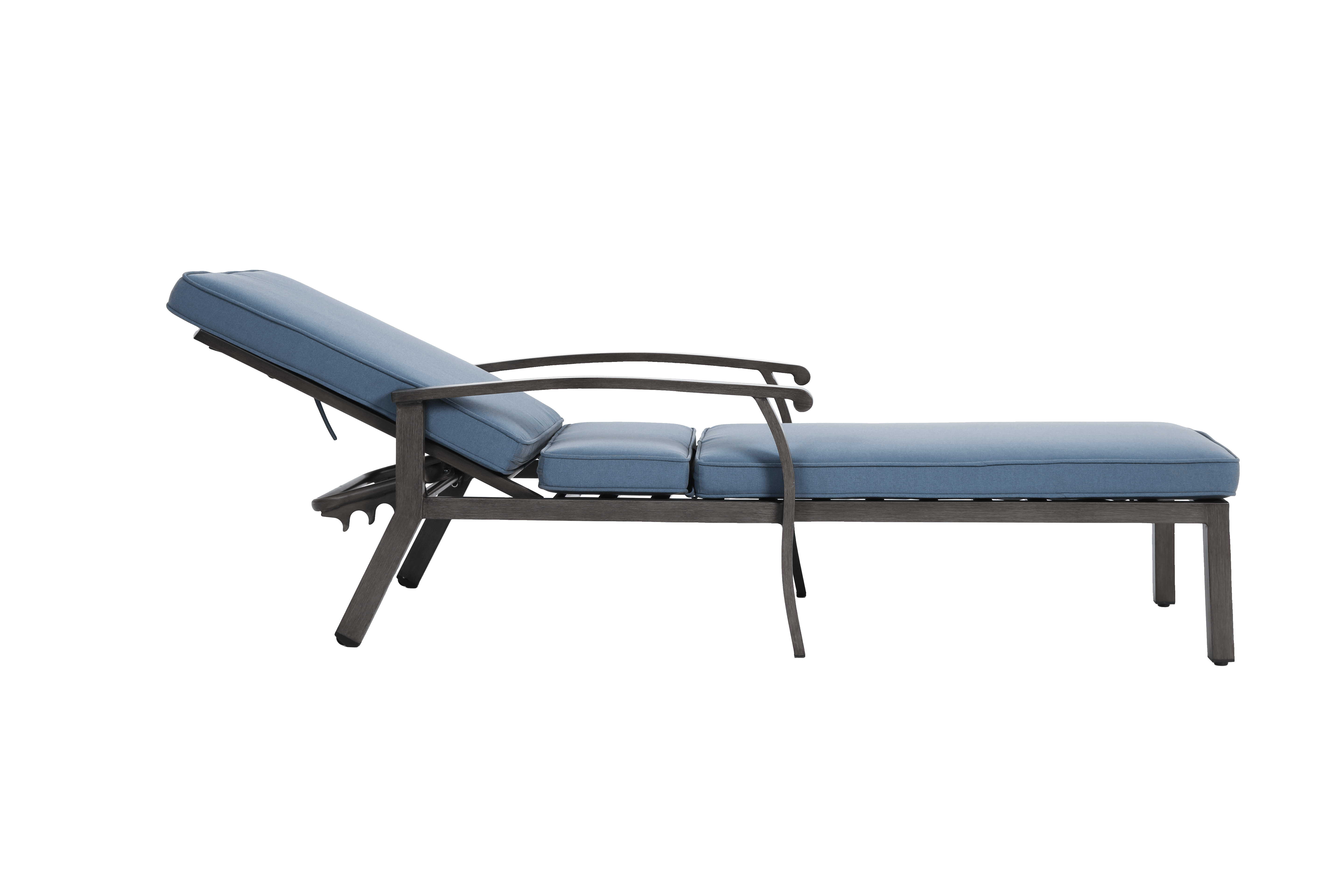 Aluminum Cast Poolside Chaise Lounge with 5 Adjustable Reclining Positions and Wheels, Weather-Resistant Outdoor Lounger for Patio and Deck, Blue