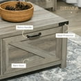 thumbnail image 6 of Homiyad Farmhouse Coffee Table with Storage and Drawer, Rustic Coffee Table for Living Room, Open Shelf, Gray Oak, 6 of 8