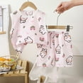 thumbnail image 2 of THDHVS Girls' Clothing Sets Kids Summer Cotton Printed Short Sleeve Round Top + Shorts Homewear Pajama Set, 2 of 8