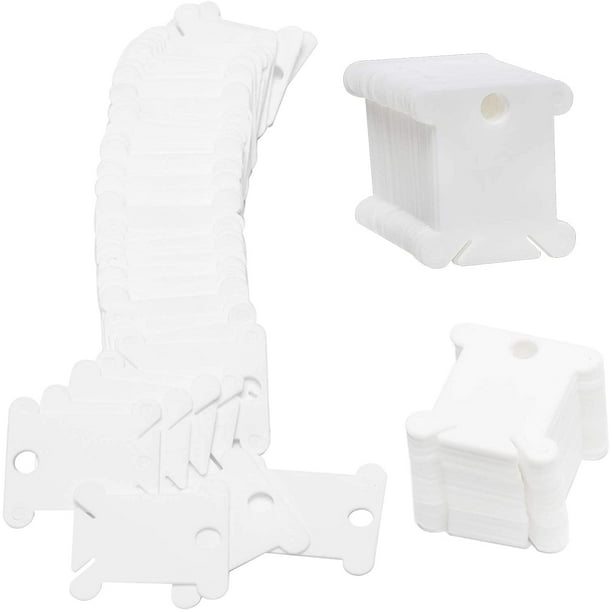 100 piezas de bobina de hilo de plástico, placa de bobinado de hilo de coser, tarjeta de tablero para bobinas de hilo de bordar, organizador de almacenamiento de costura de punto de cruz (blanco) oso de fresa Hogar