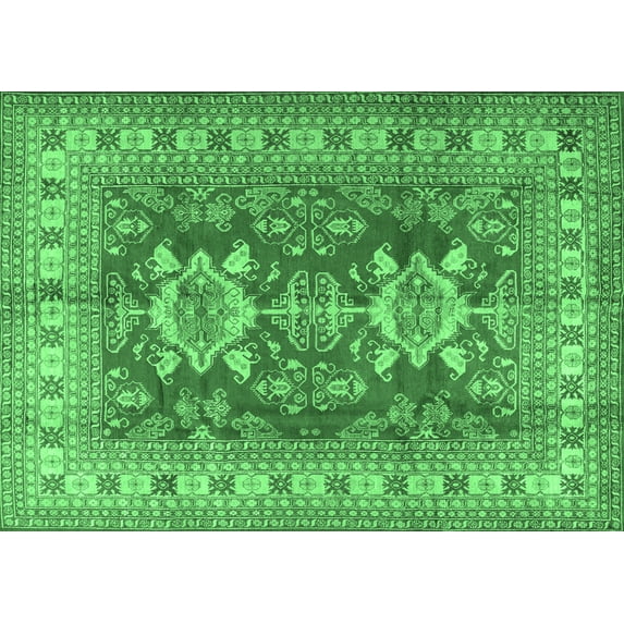 Ahgly Company Indoor Rectangle Geometric Emerald Green Traditional Area Rugs, 8' x 10'