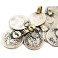 thumbnail image 3 of The Bead Chest Small Vintage Afghan Coin Pendants Set of 8 Afghanistan Silver White Metal Large Hole, 3 of 4
