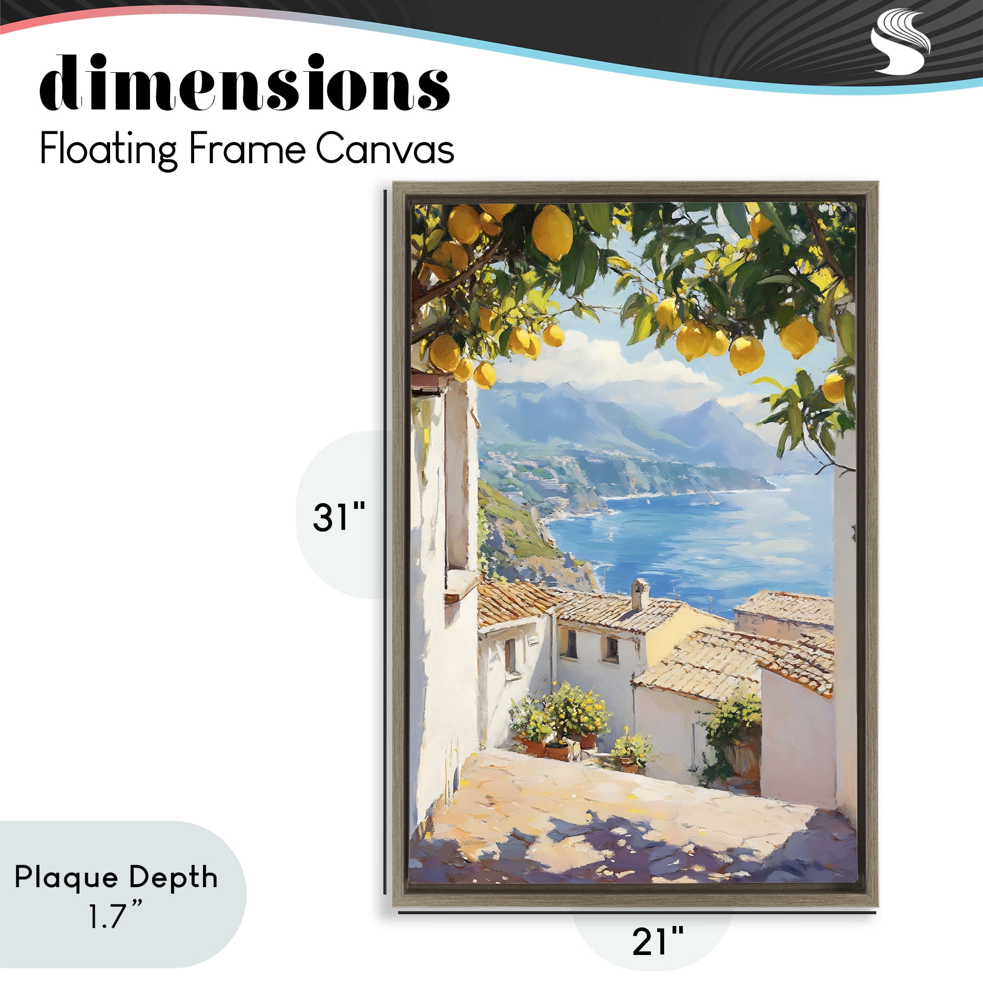 Stupell Industries Amalfi Coast Lemon Overhang Brown Framed Floater Canvas Wall Art, design by LSR Design Studio