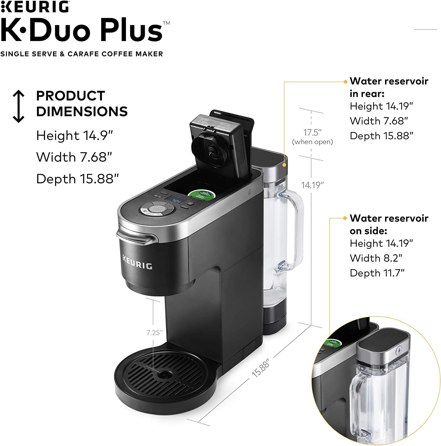 Keurig K-Duo Plus Coffee Maker, with Single Serve K-Cup Pod and 12 Cup Carafe Brewer, Black