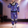 thumbnail image 2 of CONZONE Carnival Mens 70S Disco Ssweatsuits Casual Track Suit for Men Patchwork Color Long Sleeve Zip Sweatshirt Pants Cozy Loose Fit Stage Performance Outfits, 2 of 4