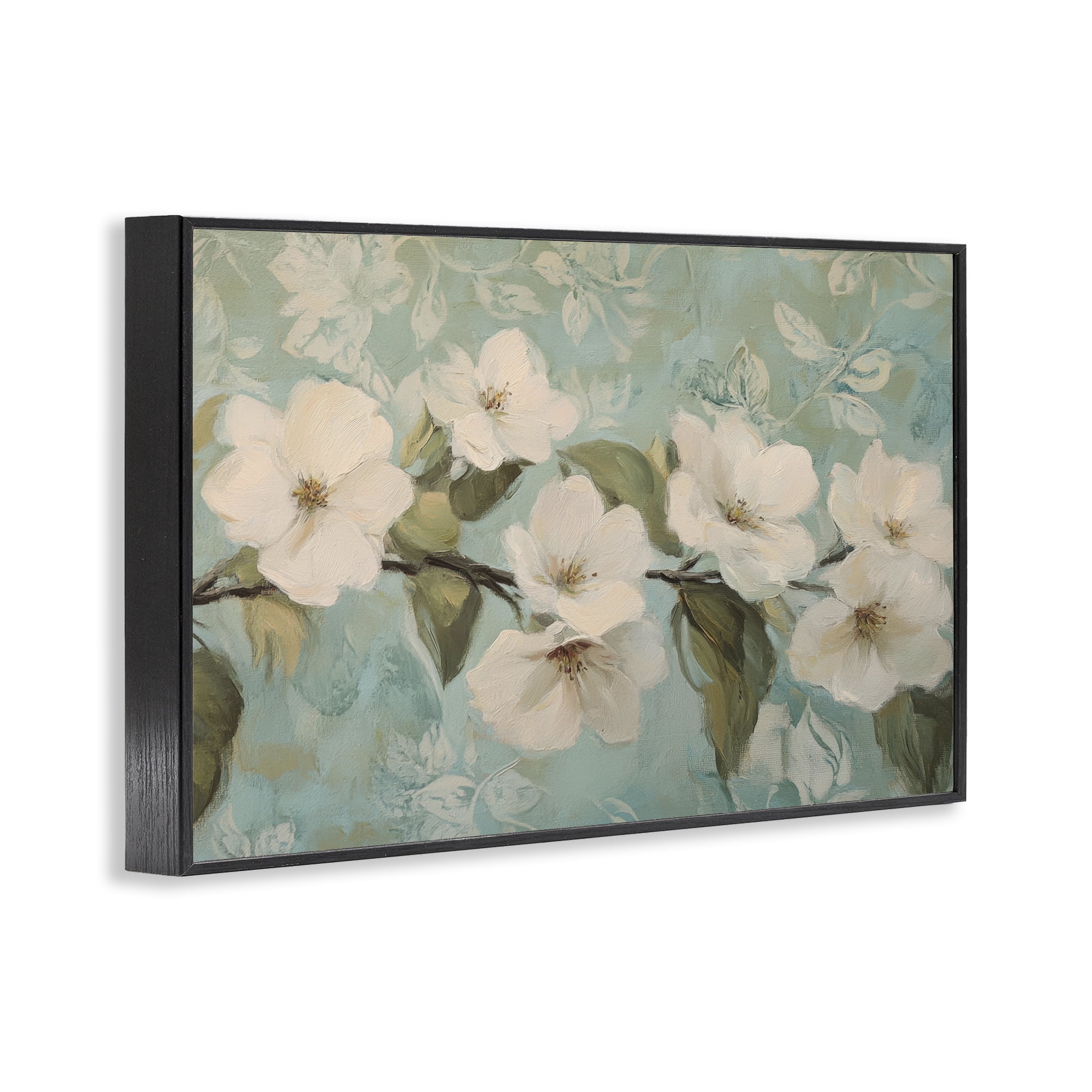 Stupell Industries Serene Flower Branch Blooms Black Framed Giclee Art, design by Petal Prints Design