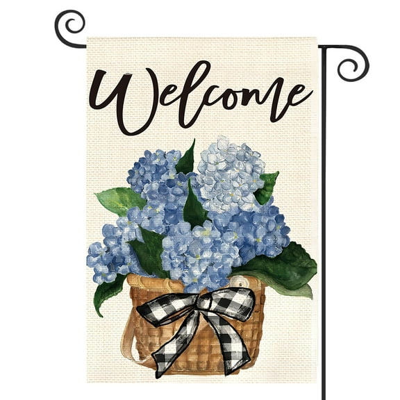 DMERBYL Hydrangea Spring Summer Garden Flag 12x18 Inch Double Sided Outside, Floral Welcome Yard Outdoor Flag