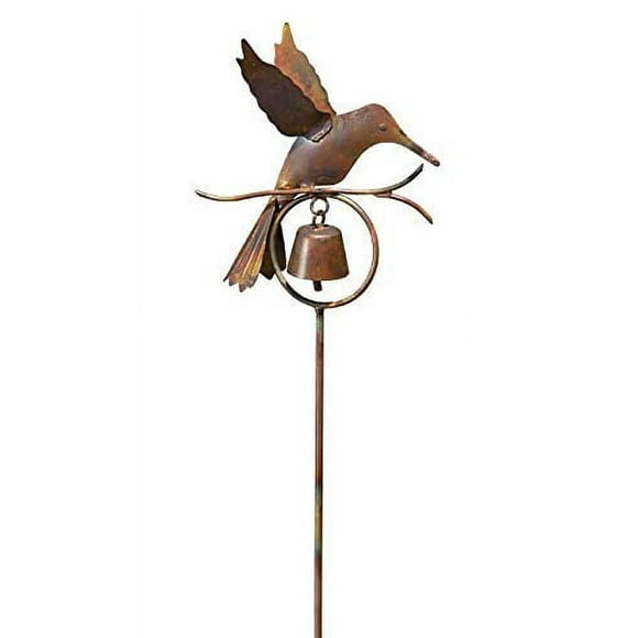 Ancient Graffiti Colibri avec Cloche Piquet de Jardin, Cuivre Flammé