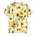 thumbnail image 4 of MIXUE Toddler Girls Tops & T-Shirts Summer Bee Festival Floral Print Crew Neck Short Sleeve Fashion Casual T Shirts Activewear,Yellow,4-5 Years, 4 of 4