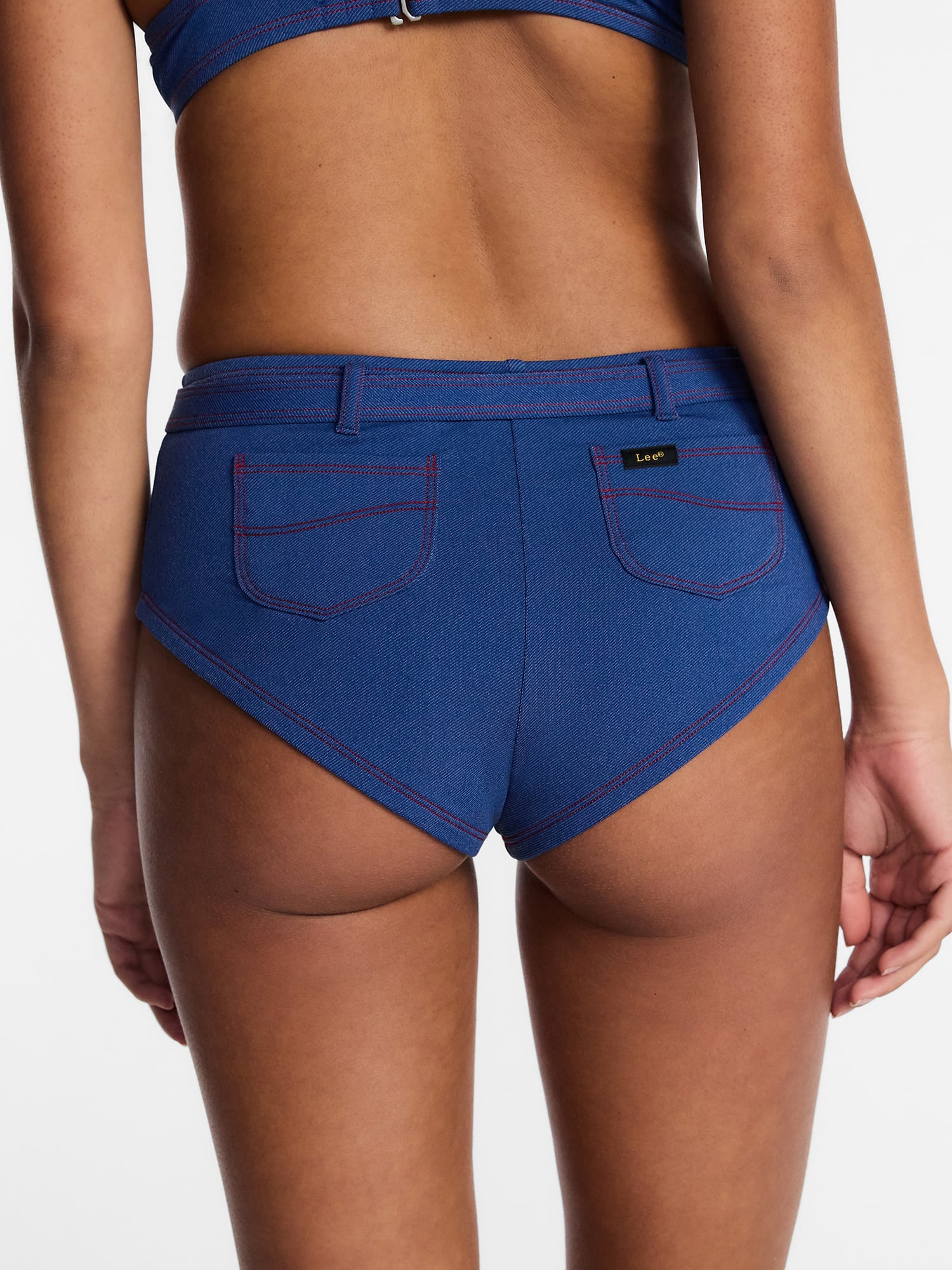 Kacey Lee Women's and Women's Plus High Waisted Boyshort Bikini Bottoms with Pockets, Sizes XS-3X