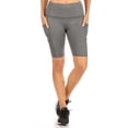 thumbnail image 2 of High Waist Biker Shorts With Side Pockets - Grey, 2 of 4