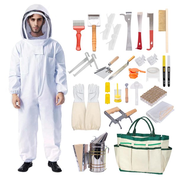 Kit de apicultura Honey Lake de 31 piezas, traje, guantes y ahumador talla XXL