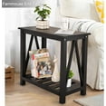 thumbnail image 4 of Narrow Side Table with Storage Shelf 2 Tier Wooden Nightstand Bedside Tables for Small Spaces Black Modern Accent Sofa Side Tables for Couch Living Room Bedroom Entryway, 4 of 14