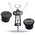 thumbnail image 1 of The Kosher Cook, Winged Corkscrew Wine and Bottle Opener & 2 Beverage Bottle Stoppers - Black, 1 of 4