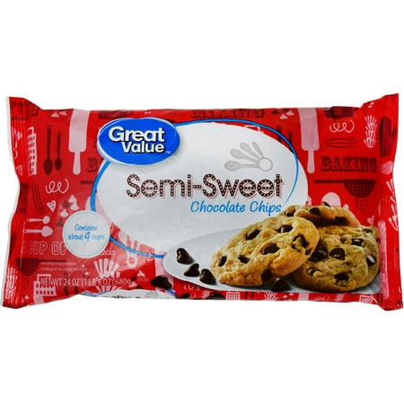 (2 pack) Great Value Chocolate Chips, Semi-Sweet, 24 (Best Way To Melt Semi Sweet Chocolate Chips)