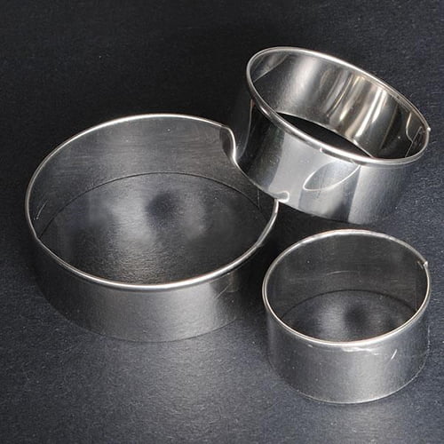 3 Pcs Stainless Steel Round Baking Mould Biscuit Cookie Fondant Cake Mould 