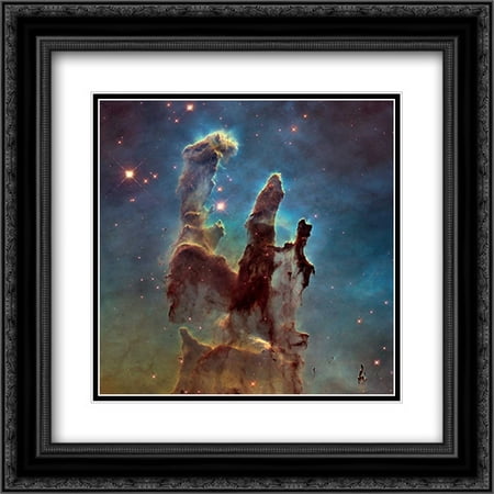 2014 Hubble WFC3/UVIS High Definition Image of M16 - Pillars of Creation 2x Matted 20x20 Black Ornate Framed Art Print by