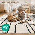 thumbnail image 4 of ODIKA 9'x12' Washable Area Rug Low Pile, Flatwoven, Cream Black Geometric Lines and Blocks Design Elegant Contemporary with Angles for Great Room, Indoor Concept, Large Living, 4 of 7