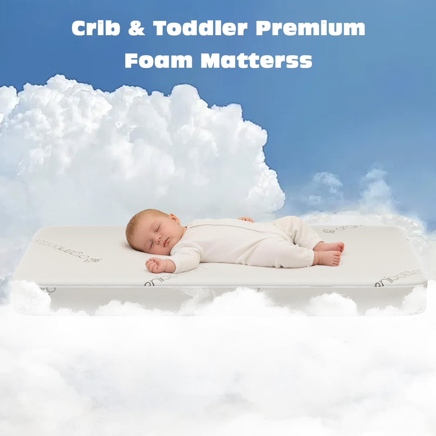 Wonder Living Crib & Toddler Mattress, 100% Organic Cotton Cover, Breathable, Premium Foam Interior, 5’’ Thickness Firm