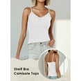 thumbnail image 2 of Anygrew Tank Top for Women with Built in Bra Lace Adjustable Spaghetti Strap Camisoles Ribbed Slim Basic Tops, 2 of 5