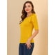 thumbnail image 4 of Camisa de manga corta con cuello barco para mujer Blusa Top de verano Amarillo S, 4 of 6