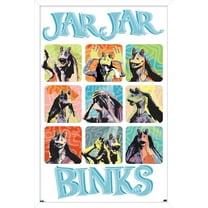 Star Wars: The Phantom Menace - Jar Jar Binks Grid Wall Poster, 14.725" x 22.375" Framed