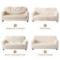 thumbnail image 3 of MeyJey Waterproof Sofa Cover, Slipcover for 3 Seat Sofa, Stretch Furniture Protector for Kids Dogs Cats Pets, Beige White, 3 of 9