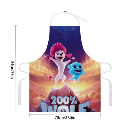 

200% Wolf apron waterproof with pockets suitable for adult daily cooking drawing and crafting as an adjustable apron，for 33 x 28 .