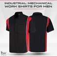 thumbnail image 2 of BIKER WEAR USA Men’s Work Shirt- Mechanical/Industrial Work Shirt with Vertical Reflective Lining Black/Red, 2 of 7
