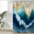 thumbnail image 2 of Extra Long Shower Curtain 72x84 Inch, Teal Blue Ombre Shower Curtain Waterproof Bathroom Decor Modern Oil Painting Art Abstract Fabric Bath Curtain Set Accessories with Hooks, 2 of 6