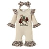 Newborn Baby Girl Christmas Outfits Ruffle Long Sleeve Romper Onesies Jumpsuit Bodysuit Fall Clothe