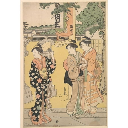 - Fair Visitors in the Compound of a Buddhist Temple Poster Print by Katsukawa Shuncho (Japanese active ca 1783–95) (18 x 24)