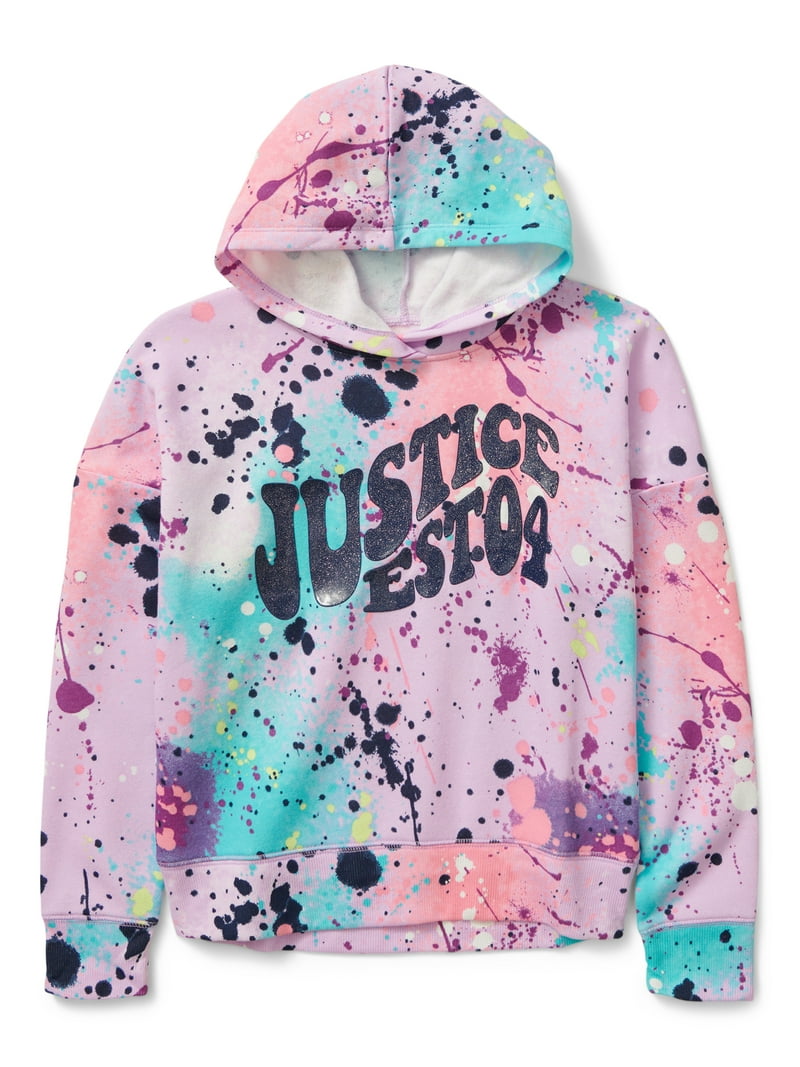 Justice Girls Cozy Graphic Fleece Hoodie, XS-XLP, Comfortable Fall