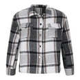 thumbnail image 5 of Women's Plaid Shirt Jackets Front Button Down Cardigans Outewears Fall Leisure Loose Garment Plaid Blouses Long Sleeve Lapel Jacket Tops, 5 of 7