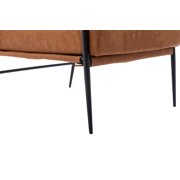 Guyou Modern Accent Chair, Upholstered Faux Leather Reading Armchair with Metal Legs, Casual Living Room Chair with Removable Cushion and Backrest for Living Room Bedroom Study, Brown