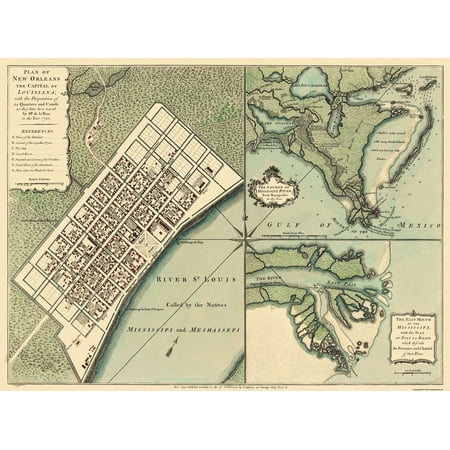 New Orleans Louisiana Plan - Jefferys 1759 - 31 x 23