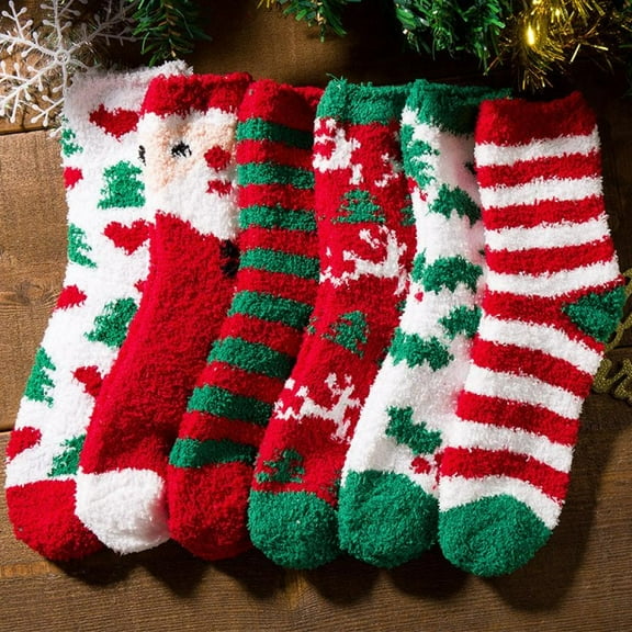 Xmarks Women's Christmas Socks, 6 Pairs, Holiday Xmas, Novelty Colorful Patterns