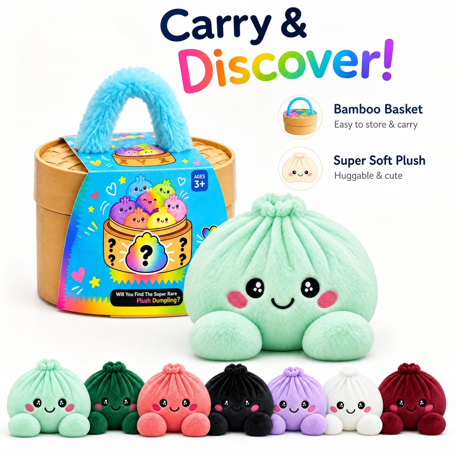 Dumpling Squishy Mystery Plush Toy Surprise Collectible Blind Box with Random Style 1PC Cute Soft Squeeze Fidget Gift for Kids Teens Adults