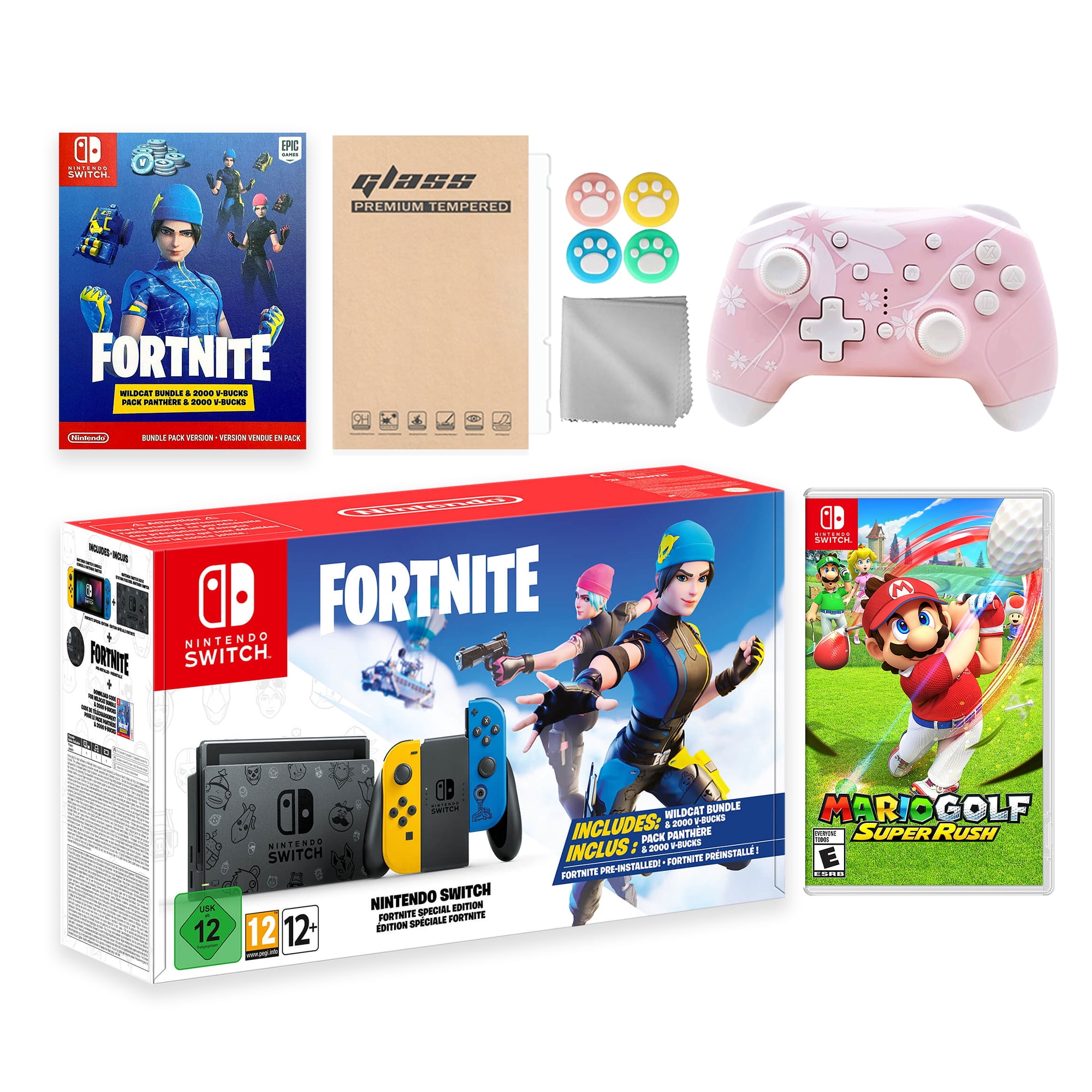 Nintendo Switch Fortnite Wildcat Limited Console Set, Epic Wildcat Outfits,  2000 V-Bucks, Bundle With Mario Golf: Super Rush And Mytrix Wireless Switch  Pro Controller and Accessories - Walmart.com