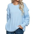thumbnail image 2 of LEBONYARD Sweaters for Women Plus Size,Womens Sweaters Lightweight,Women's Shoulder Drop Long Sleeve Round Neck Sweater Fashion Casual Pullover Blue M, 2 of 7
