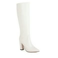 thumbnail image 7 of KIJBLAE Flash Deals Women's Knee High Boots Pointed Toe Chunky Heel Leather Boots Fall Winter Warm Comfortable Fashion Boots White 43, 7 of 7