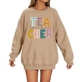thumbnail image 3 of Chandail en Molleton Imprimé à Col Rond pour Femmes Chandail Décontracté à Manches Longues pour Enseignants Étudiants Vacances Collation des Grades Anniversaire Automne Hiver Blouse Douce et Confortable, 3 of 5