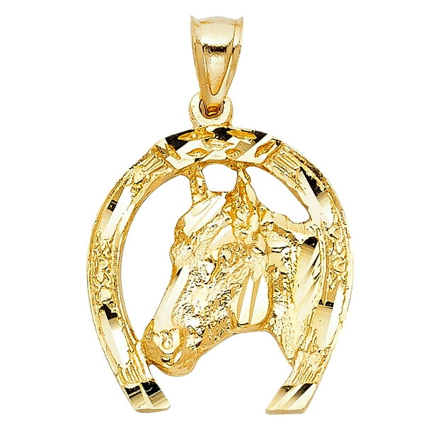 Ioka 14K Yellow Gold Lucky Horseshoe Charm Pendant For Necklace or