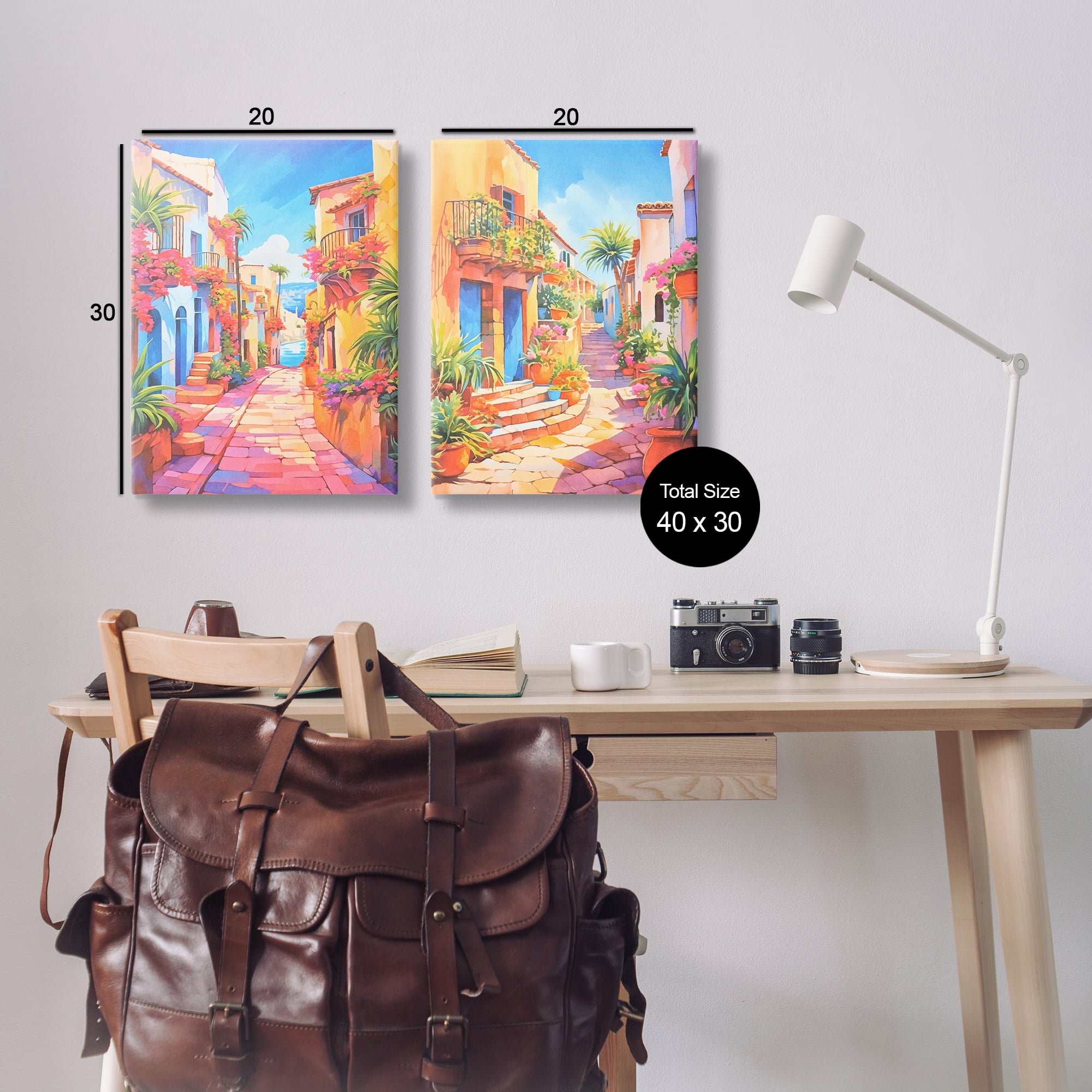 Stupell Industries Quaint Mediterranean Village Buildings & Architecture Painting Wrapped Canvas Art Print Wall Art, 20 x 30, Set of 2
