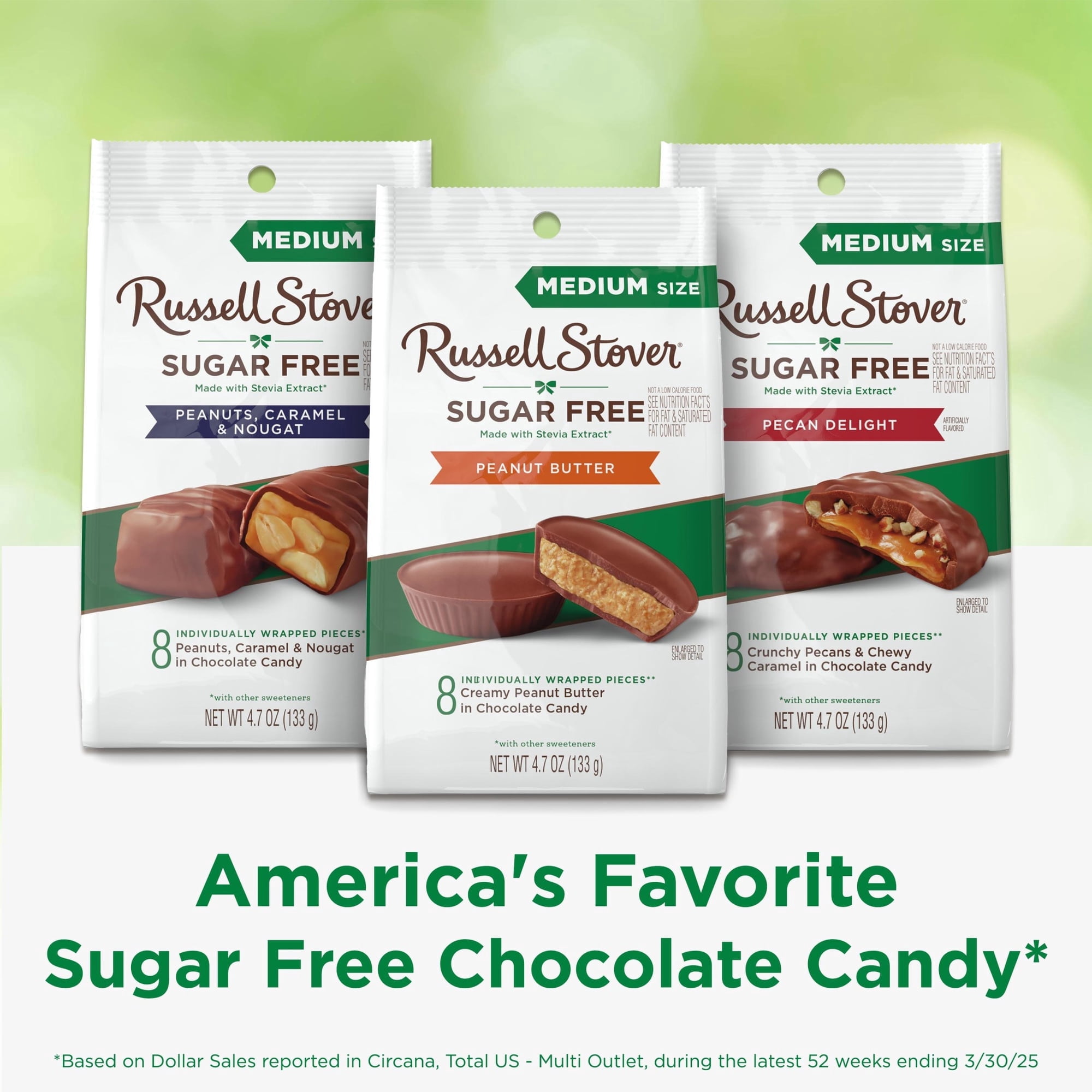 RUSSELL STOVER Sugar Free Peanut Butter Cup Chocolate Candy, 4.7 oz. bag, 8 Count