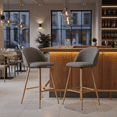 thumbnail image 3 of Homy Casa Modern Set of 4 Swivel Bar Stool, Comfortable 360 Degree Upholstered Seat, Stylish Fabric with Metal Legs, 3 of 10