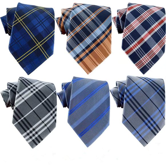Lote de 6 corbatas WeiShang de seda clásicas para hombre, corbatas tejidas en jacquard